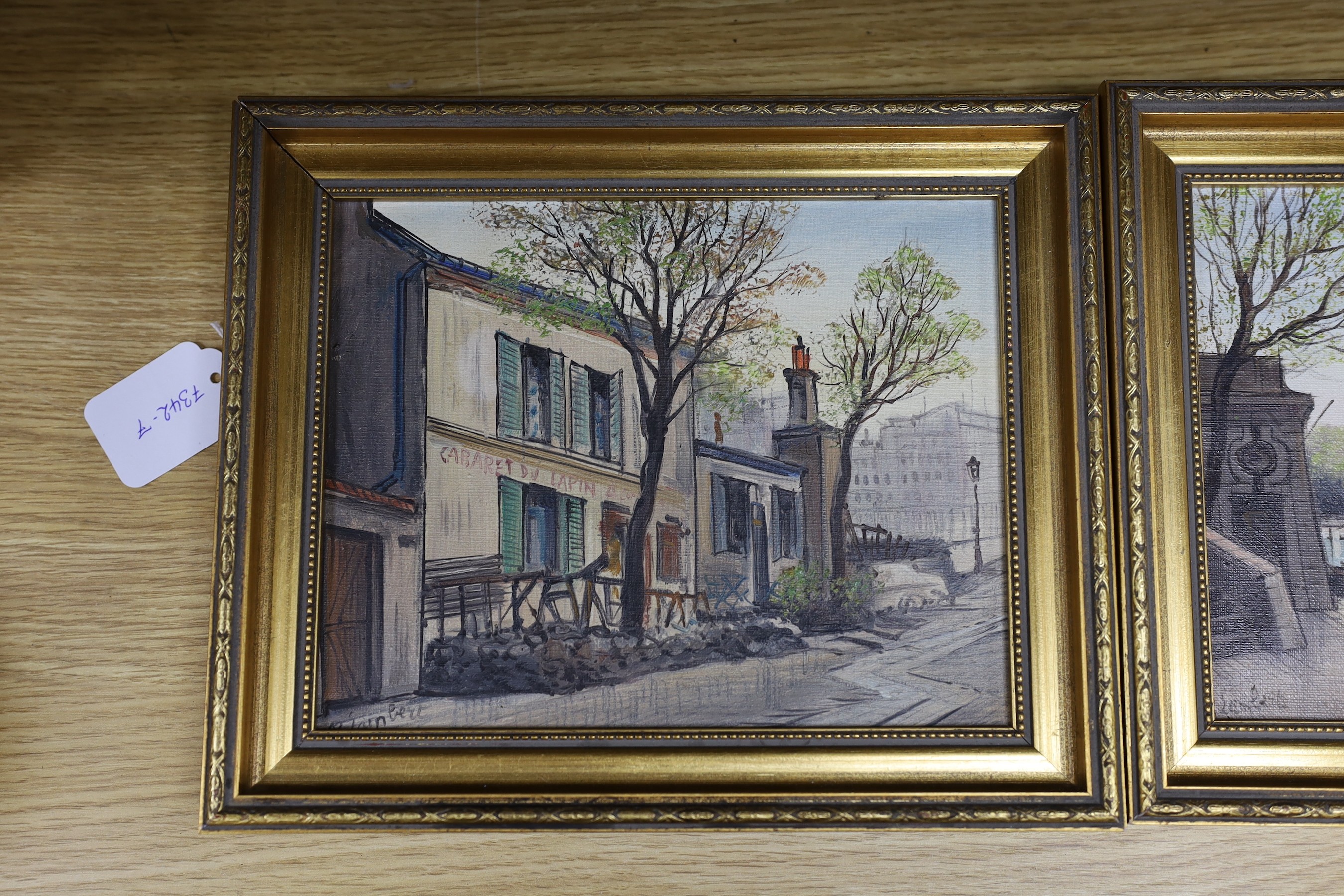 A.P. Lambert, pair of oils on canvas, Views of Paris, 18 x 22cm